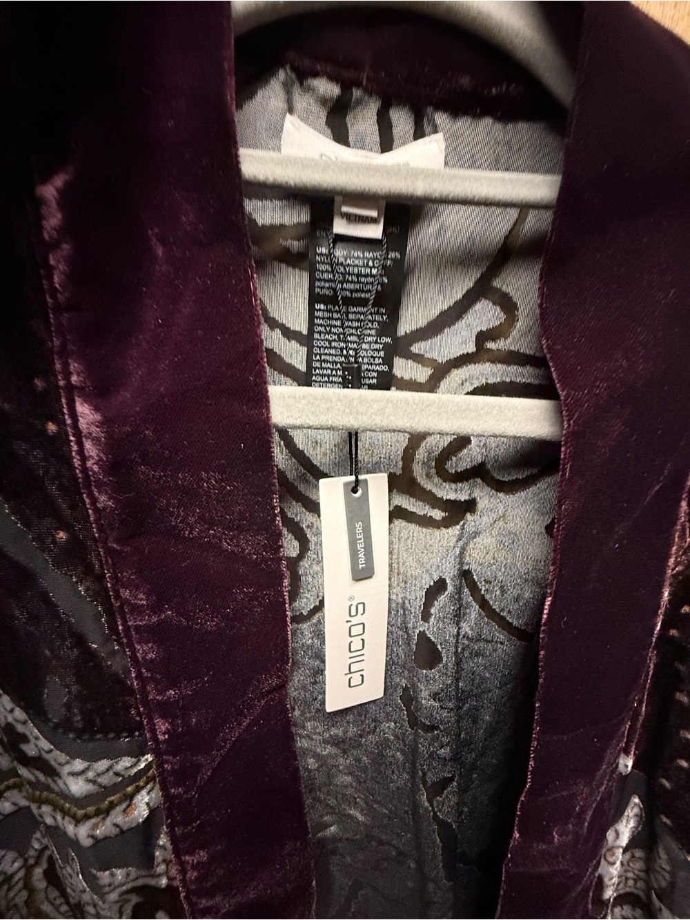 Chico's NWT Velvet Paisley Kimono Burnout Size L/XL Retail $150 - Picture 3 of 4